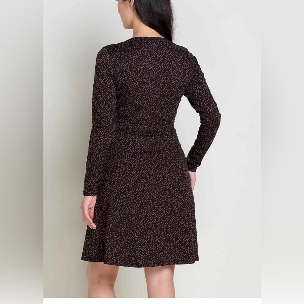 Toad&Co Black and Brown Wrap Long Sleeve Dress size small - Picture 2 of 8